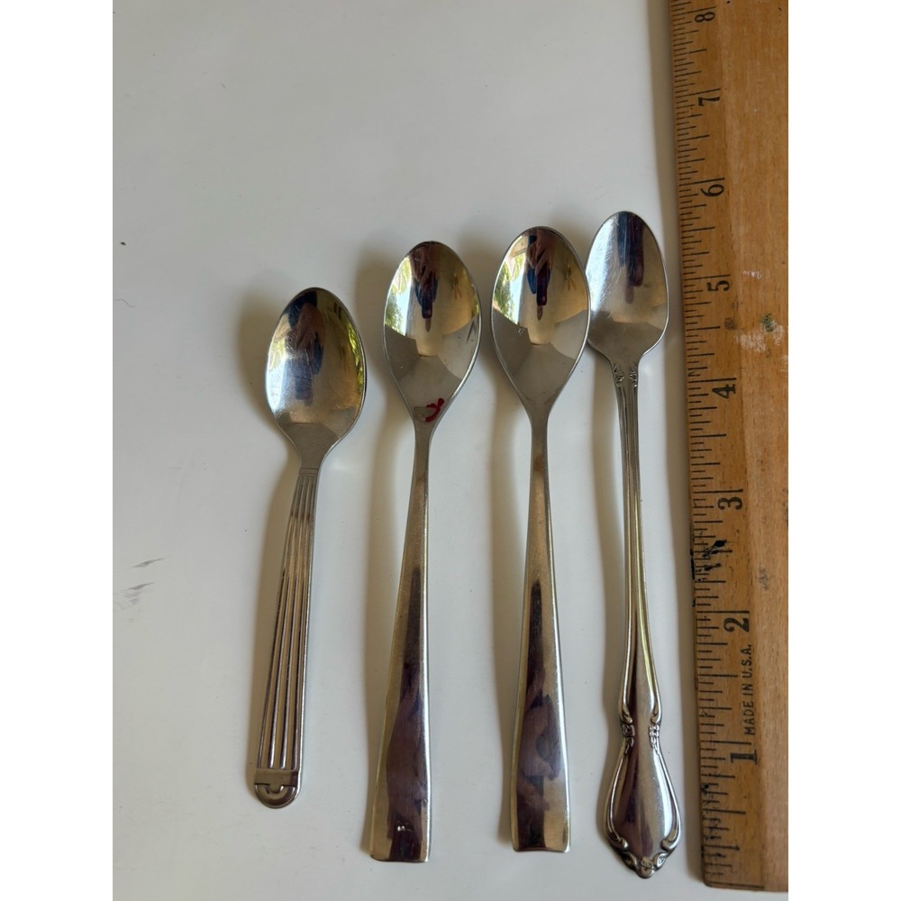 4 Sugar Spoons 18/10 Stainless Set Of 4 Unmatched Mixed Brands - Picture 2 of 3